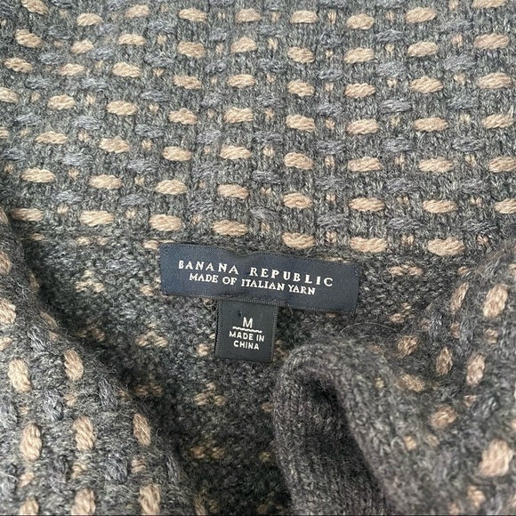 Banana Republic Italian Yarn Basket Weave Knit Shawl Neck Jacket Sz Med - Picture 8 of 10